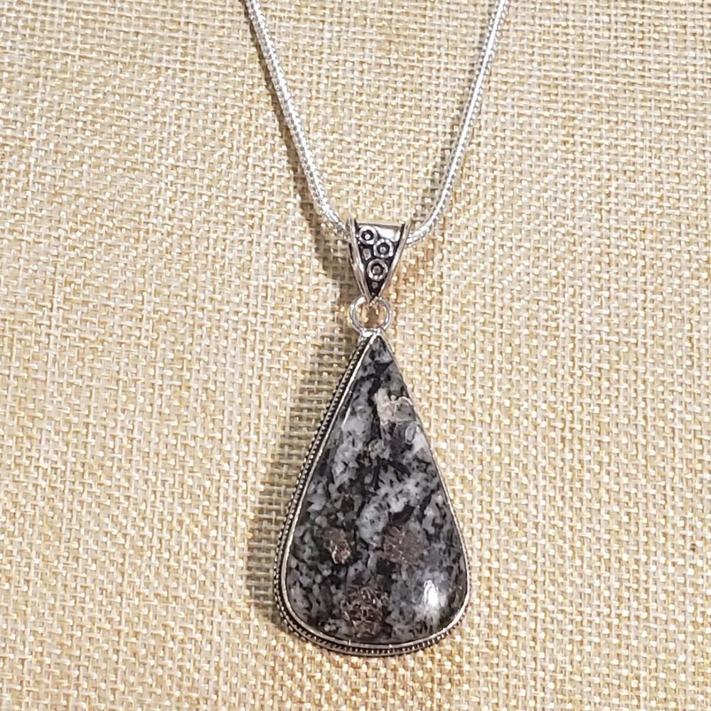 Eudialyte necklace, 925 silver eudialyte long pendant necklace